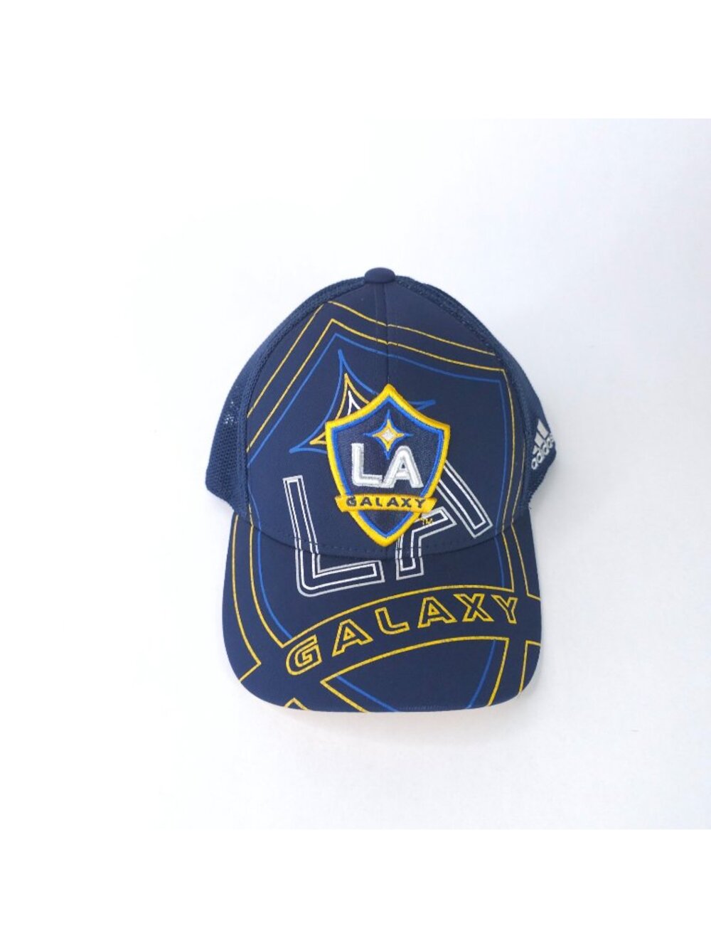 LA Galaxy Hat Cap Fitted Mens Large XL MLS Soccer Trucker Mesh Adidas